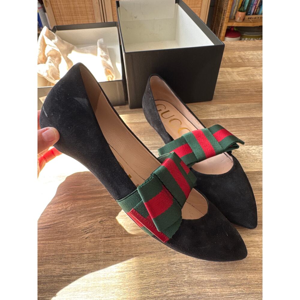 Gucci Sylvie Suede Bow Ballet Flats size 37 - Picture 5 of 9